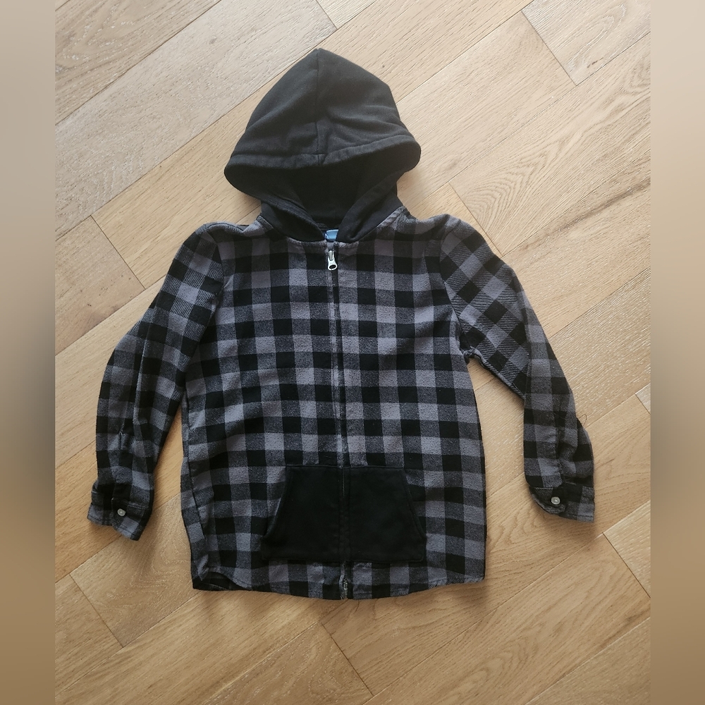 ANDY & EVAN | Full zip plaid hoodie